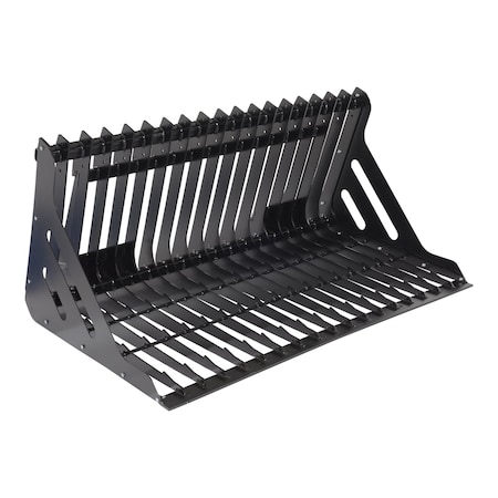 Vestil Black Steel Skid Steer Rock Grader 60" Wide Low Profile Attachment EA-SKRG-60-LP